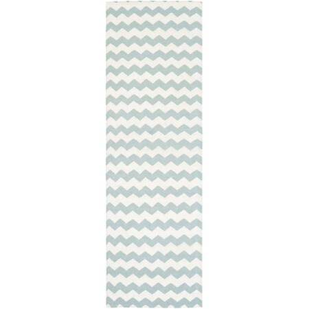 Safavieh Dhurries Hand Woven Flat Weave Rectangle Rug- Ivory - Blue- 2 ft. 6 in. x 8 ft. DHU644C-28